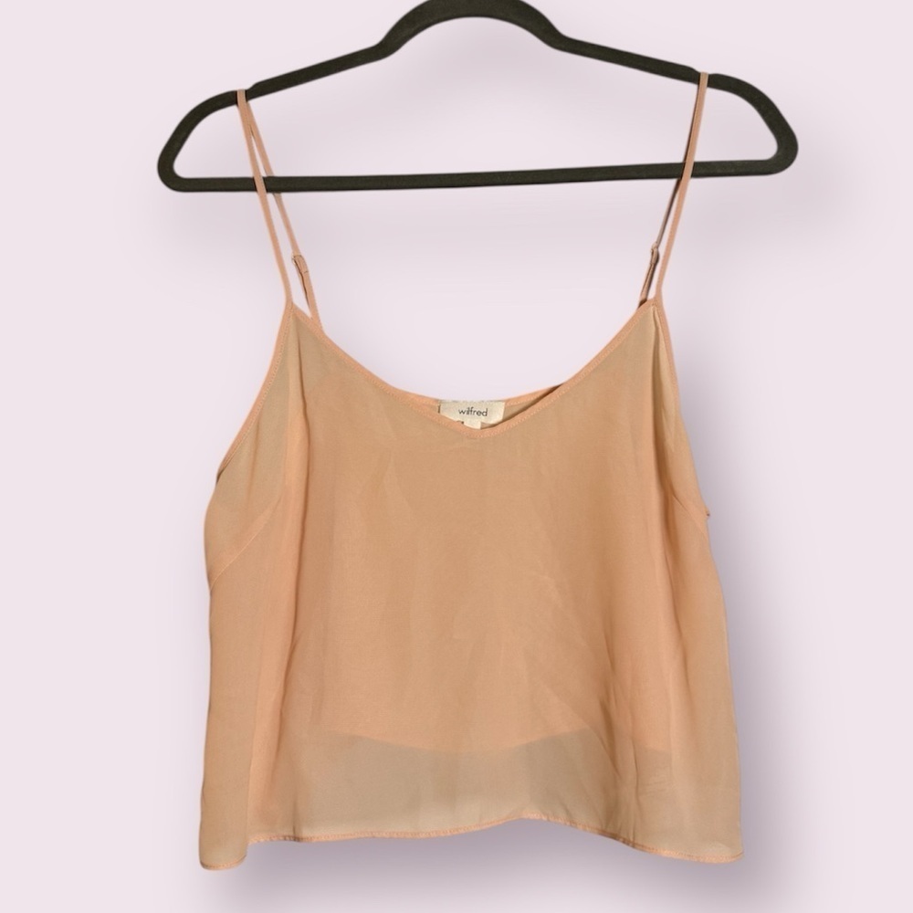 Wilfred Semi Sheer Peach Cropped Cami Blouse Medium